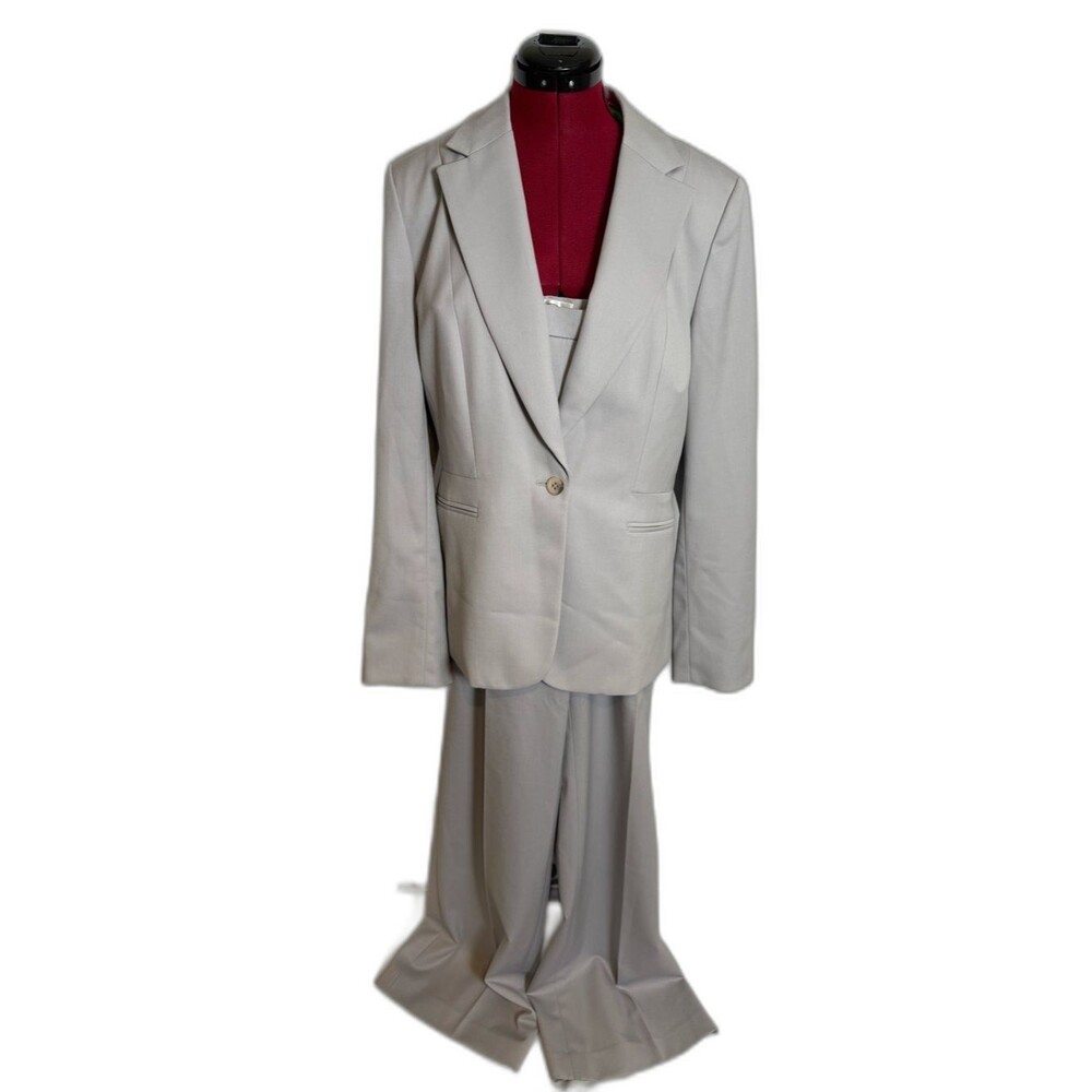 NWT Talbots Pantsuit Women's Size 12 Long Grey 2-Piece Set Blazer & Pants